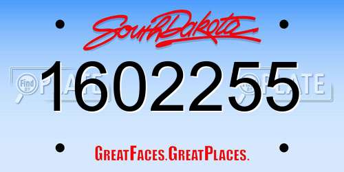 1602255 South Dakota License Plate