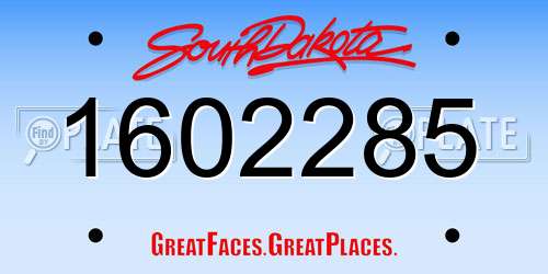 1602285 South Dakota License Plate