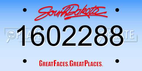 1602288 South Dakota License Plate