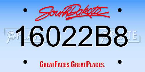 16022B8 South Dakota License Plate