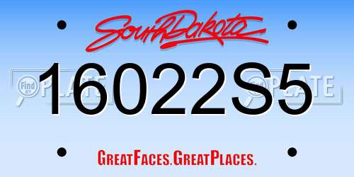 16022S5 South Dakota License Plate