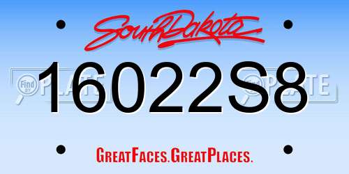 16022S8 South Dakota License Plate