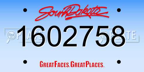 1602758 South Dakota License Plate