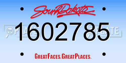 1602785 South Dakota License Plate