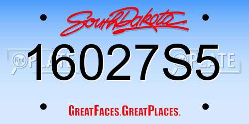 16027S5 South Dakota License Plate
