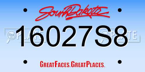 16027S8 South Dakota License Plate
