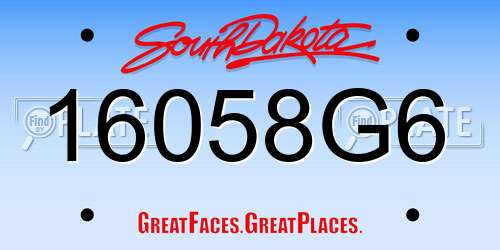 16058G6 South Dakota License Plate
