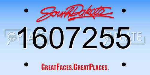 1607255 South Dakota License Plate