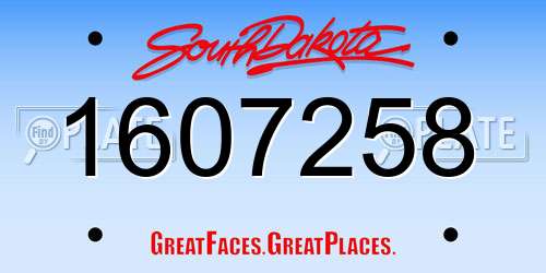 1607258 South Dakota License Plate