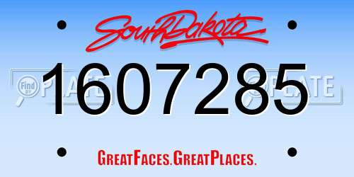 1607285 South Dakota License Plate