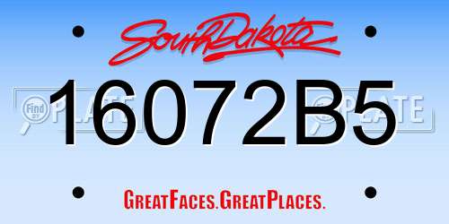 16072B5 South Dakota License Plate