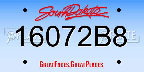 16072B8 South Dakota License Plate