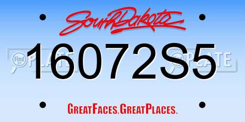 16072S5 South Dakota License Plate