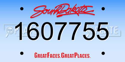 1607755 South Dakota License Plate