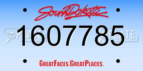 1607785 South Dakota License Plate