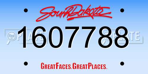 1607788 South Dakota License Plate