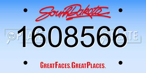 1608566 South Dakota License Plate