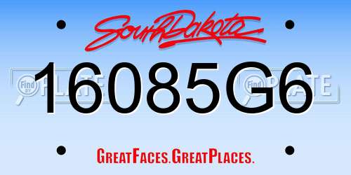 16085G6 South Dakota License Plate