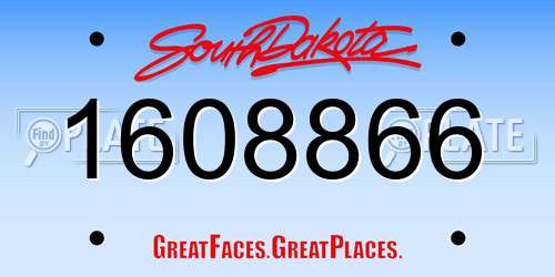 1608866 South Dakota License Plate