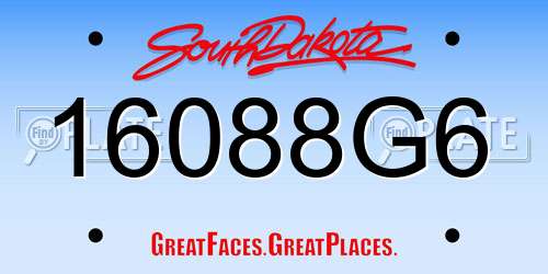 16088G6 South Dakota License Plate