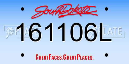 161106L South Dakota License Plate