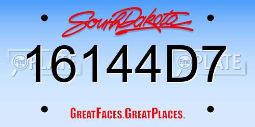 16144D7 South Dakota License Plate