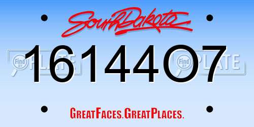 16144O7 South Dakota License Plate