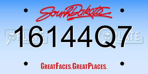 16144Q7 South Dakota License Plate