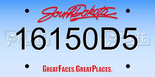 16150D5 South Dakota License Plate