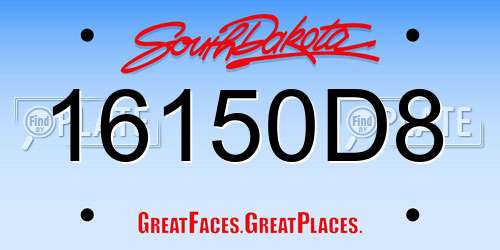 16150D8 South Dakota License Plate