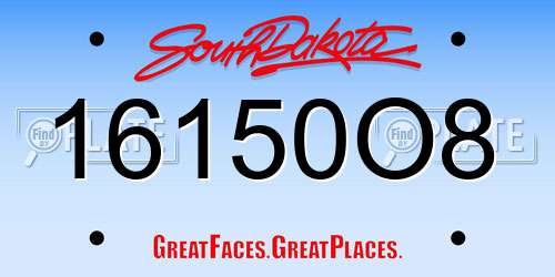 16150O8 South Dakota License Plate