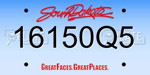 16150Q5 South Dakota License Plate
