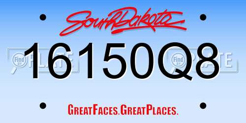 16150Q8 South Dakota License Plate