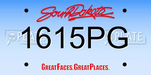 1615PG South Dakota License Plate