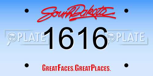 1616 South Dakota License Plate