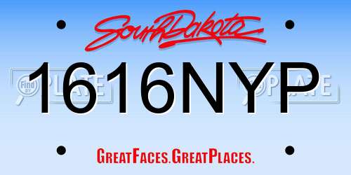 1616NYP South Dakota License Plate