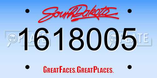 1618005 South Dakota License Plate