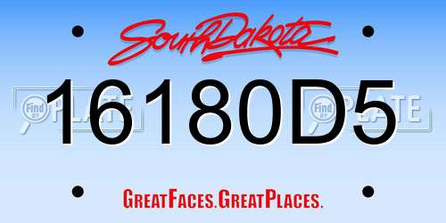 16180D5 South Dakota License Plate