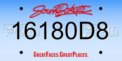 16180D8 South Dakota License Plate