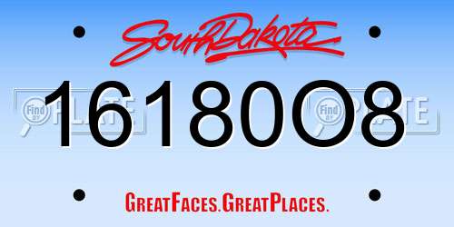 16180O8 South Dakota License Plate
