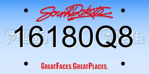 16180Q8 South Dakota License Plate