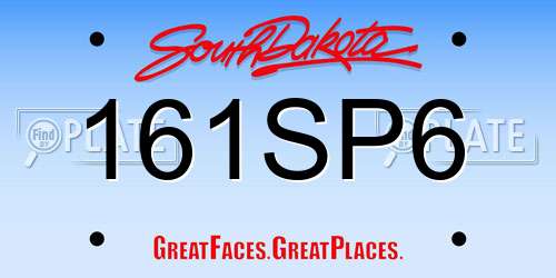 161SP6 South Dakota License Plate