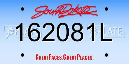 162081L South Dakota License Plate