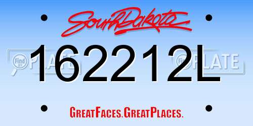 162212L South Dakota License Plate