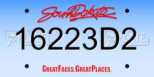 16223D2 South Dakota License Plate