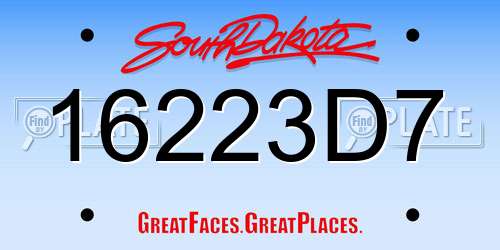 16223D7 South Dakota License Plate
