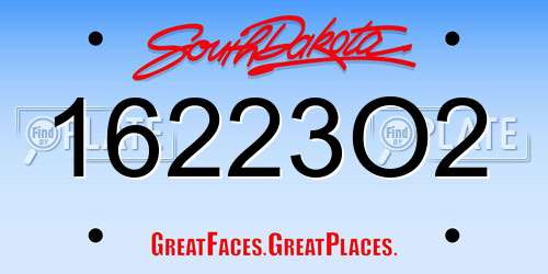 16223O2 South Dakota License Plate