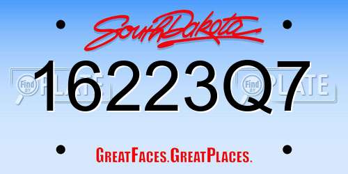 16223Q7 South Dakota License Plate