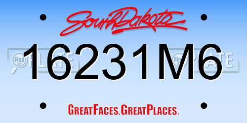 16231M6 South Dakota License Plate