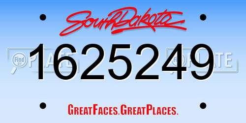 1625249 South Dakota License Plate